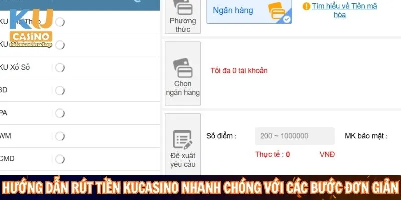 Hướng dẫn rút tiền Kucasino nhanh chóng với các bước đơn giản